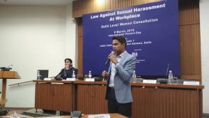 Mr. Vinod Kumar Meena, Ld. Secretary, West Delhi Legal Services Authority addressing women workers